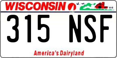 WI license plate 315NSF