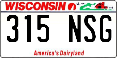 WI license plate 315NSG