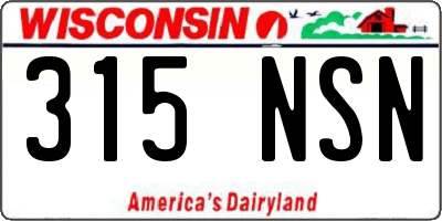 WI license plate 315NSN
