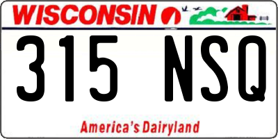 WI license plate 315NSQ