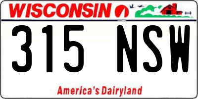 WI license plate 315NSW