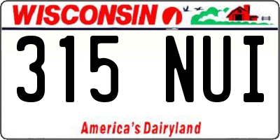 WI license plate 315NUI