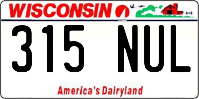 WI license plate 315NUL