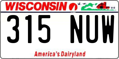 WI license plate 315NUW
