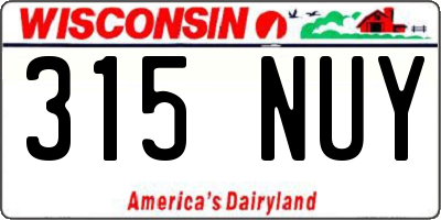 WI license plate 315NUY