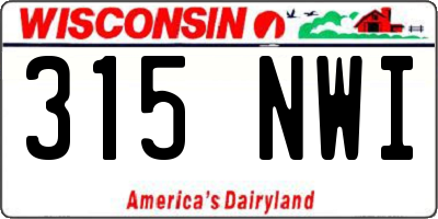 WI license plate 315NWI