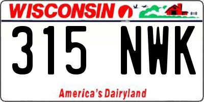 WI license plate 315NWK