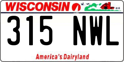 WI license plate 315NWL