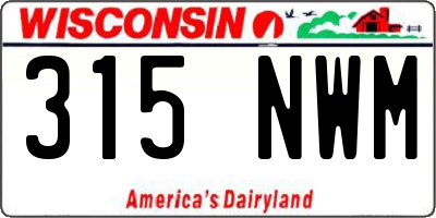 WI license plate 315NWM