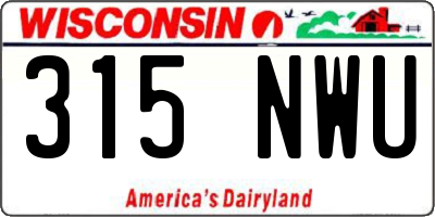 WI license plate 315NWU