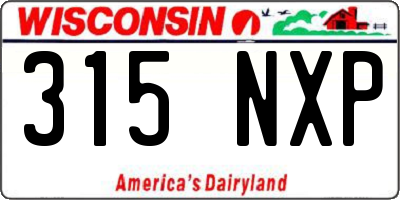 WI license plate 315NXP