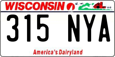 WI license plate 315NYA