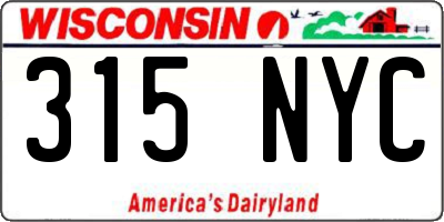 WI license plate 315NYC