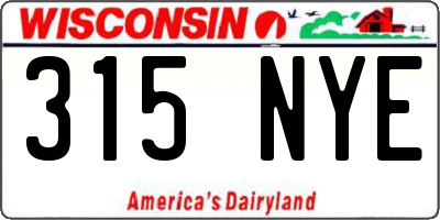 WI license plate 315NYE