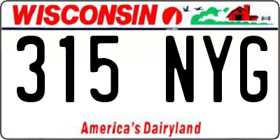 WI license plate 315NYG