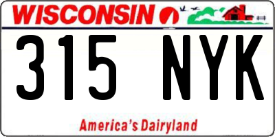 WI license plate 315NYK