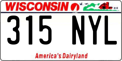 WI license plate 315NYL
