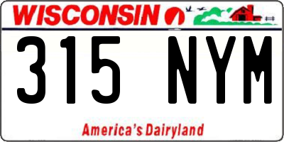 WI license plate 315NYM
