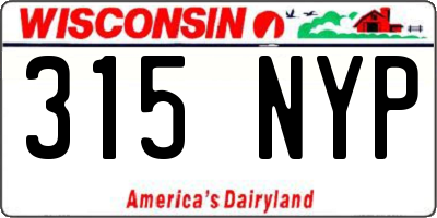 WI license plate 315NYP
