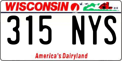 WI license plate 315NYS
