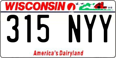 WI license plate 315NYY