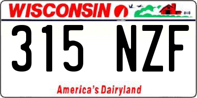 WI license plate 315NZF