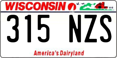 WI license plate 315NZS