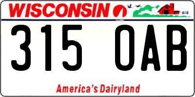 WI license plate 315OAB