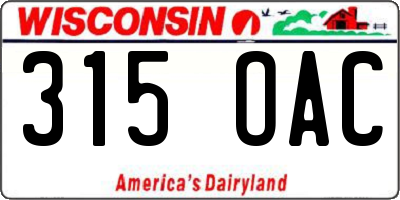 WI license plate 315OAC