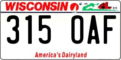 WI license plate 315OAF