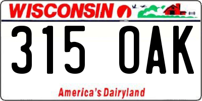 WI license plate 315OAK