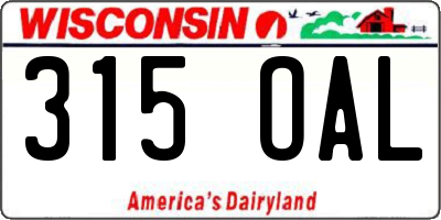 WI license plate 315OAL