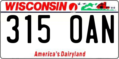 WI license plate 315OAN