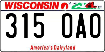 WI license plate 315OAO