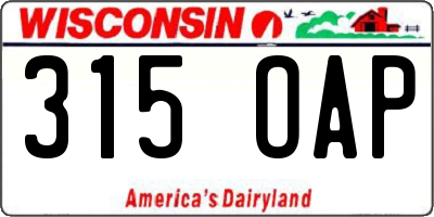 WI license plate 315OAP