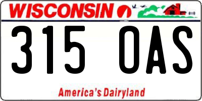 WI license plate 315OAS