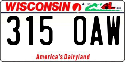 WI license plate 315OAW