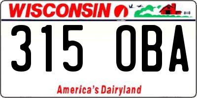 WI license plate 315OBA