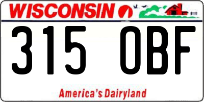 WI license plate 315OBF