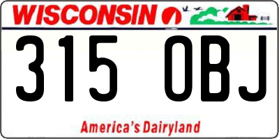 WI license plate 315OBJ