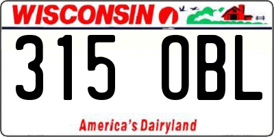 WI license plate 315OBL