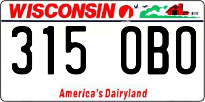 WI license plate 315OBO