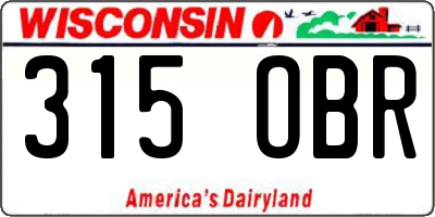 WI license plate 315OBR