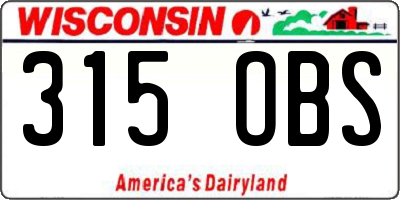 WI license plate 315OBS