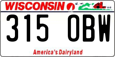 WI license plate 315OBW