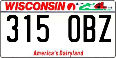 WI license plate 315OBZ