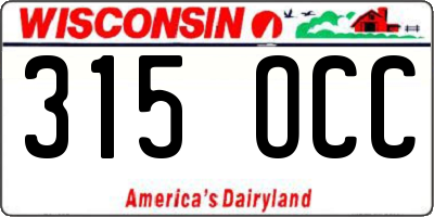 WI license plate 315OCC
