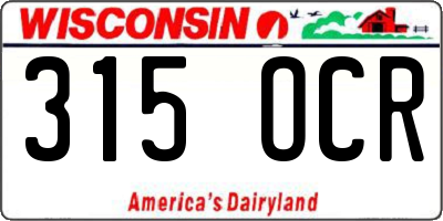 WI license plate 315OCR