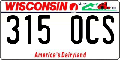 WI license plate 315OCS