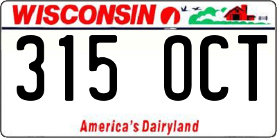 WI license plate 315OCT